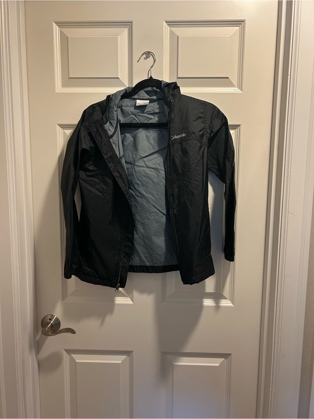 Columbia Black Rain Jacket with Light Gray Interior